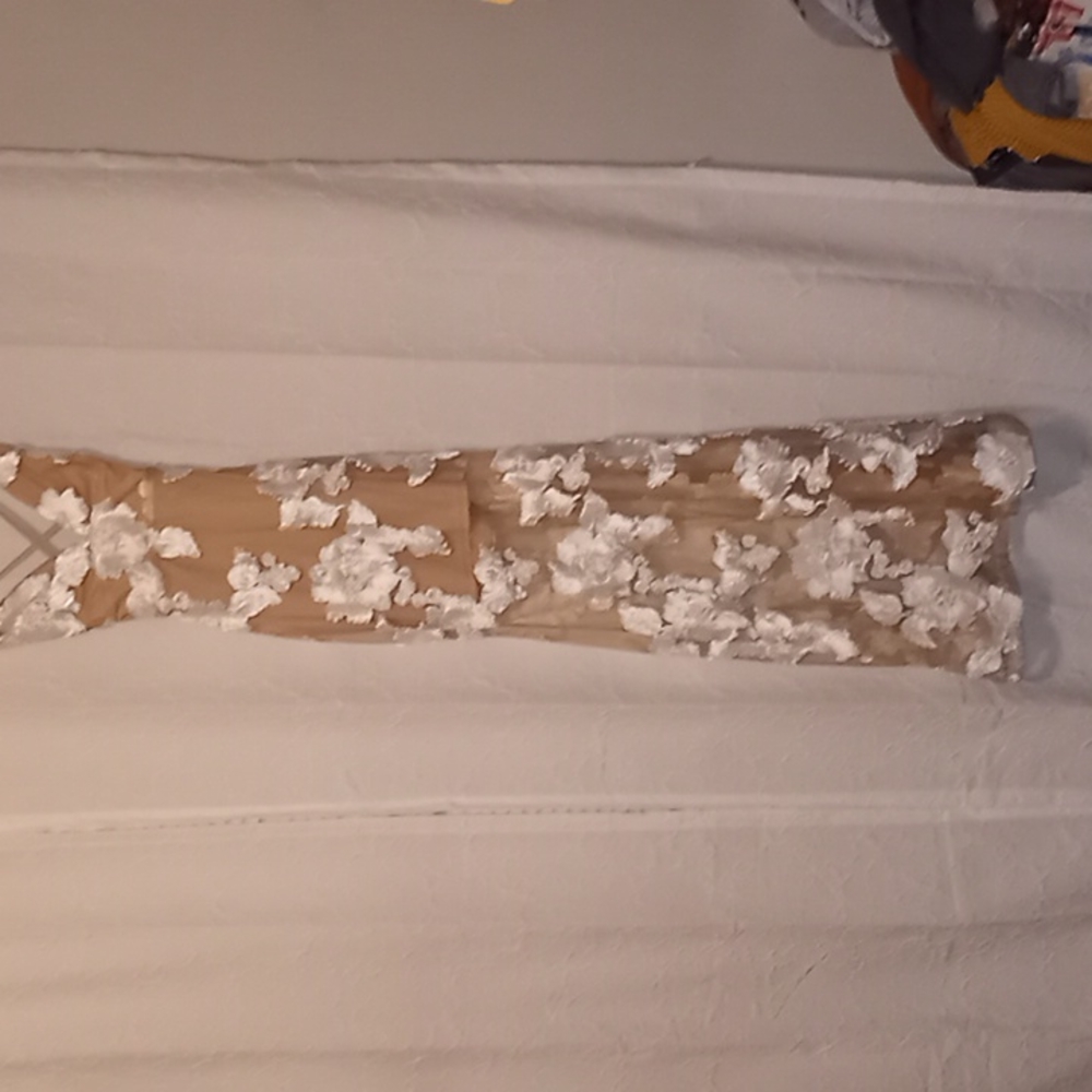 NWT Luxxel Dress | white/nude | long dress | flowers all over dress